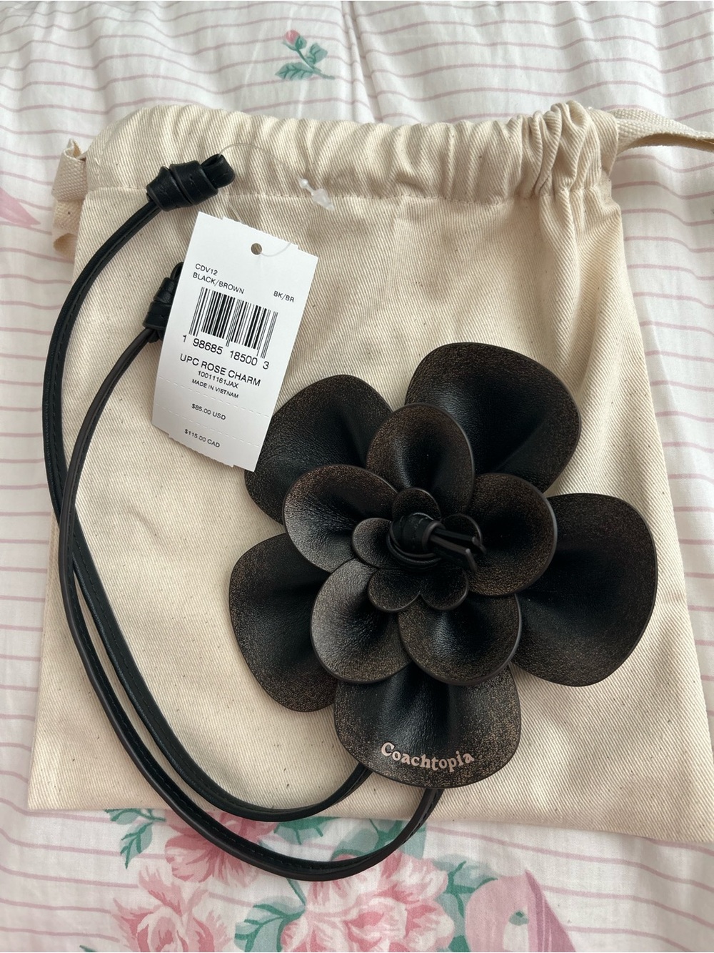 Coach Coachtopia Rose flower Bag Charm in Upcrafted Leather  Loved Leather